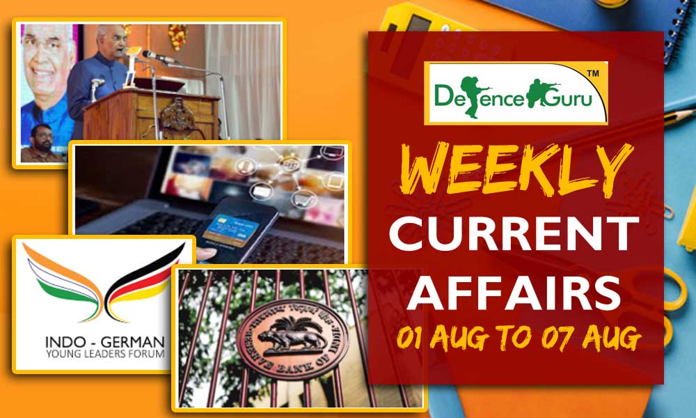 Weekly Current Affairs August 2018 - 01 Aug to 07 Aug