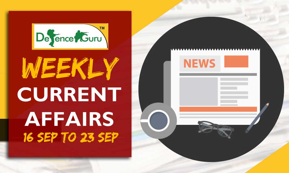 Weekly Current Affairs September 2018 - Week 3