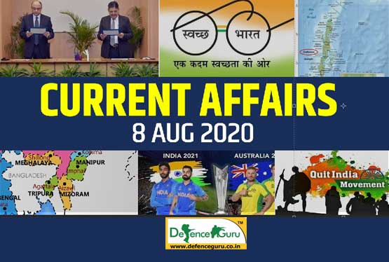 Current Affairs of Aug 8 2020 | Daily Current Affairs