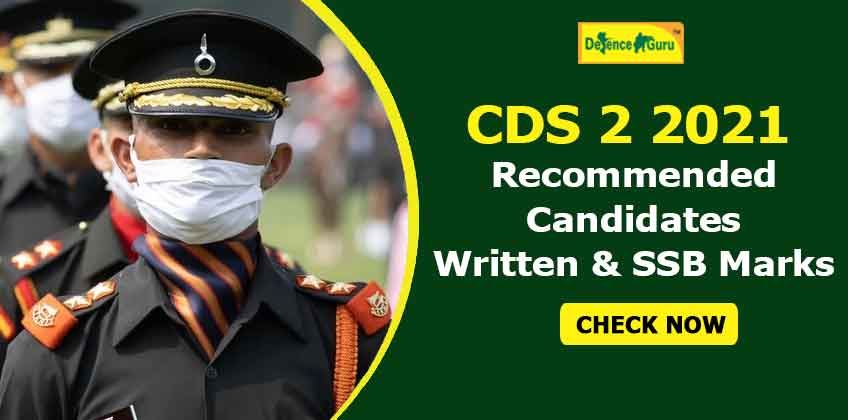 CDS 2 2021 Recommended Candidates Written and SSB Marks