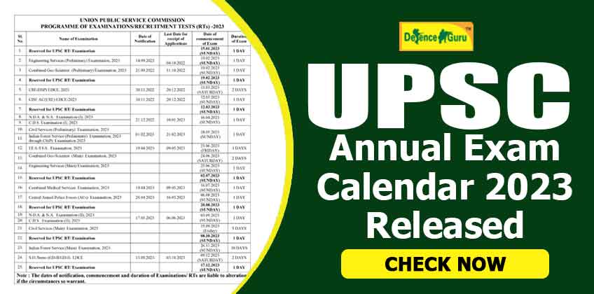 UPSC Annual Exam Calendar 2023 Released - Check Now