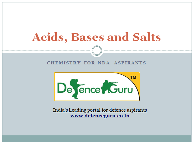 Acids Bases and Salts for NDA exam