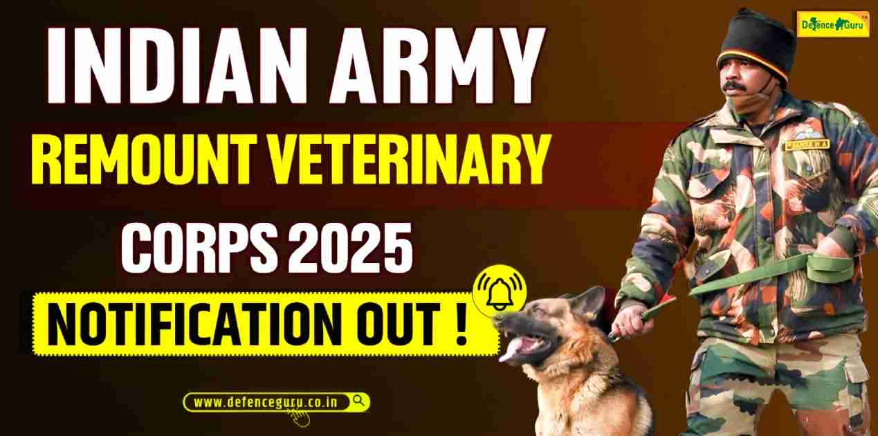 Indian Army SCC Remount Veterinary Corps 2025 Notification Out