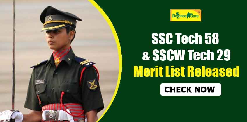 SSC Tech 58 and SSCW Tech 29 Merit List Out - Check Now